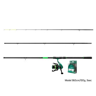Feederový set Delphin GreenFEED 3,30m 100g + Naviják 4T + Vlasec Method FEED 0,22mm