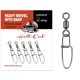 Pevnostní obratlík s karabinou Hell-Cat Heavy Swivel with Snap 5ks